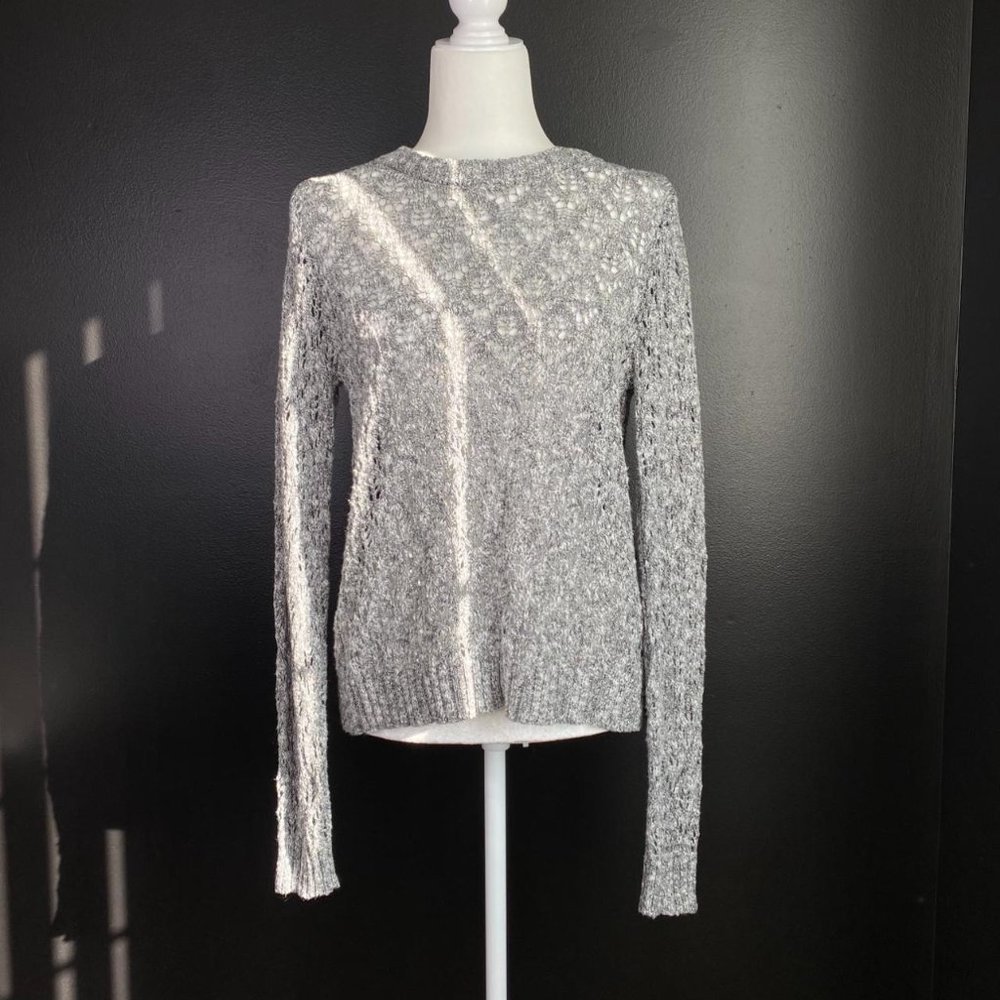 Whimsy Goth Heather Open Knit Crochet Sweater